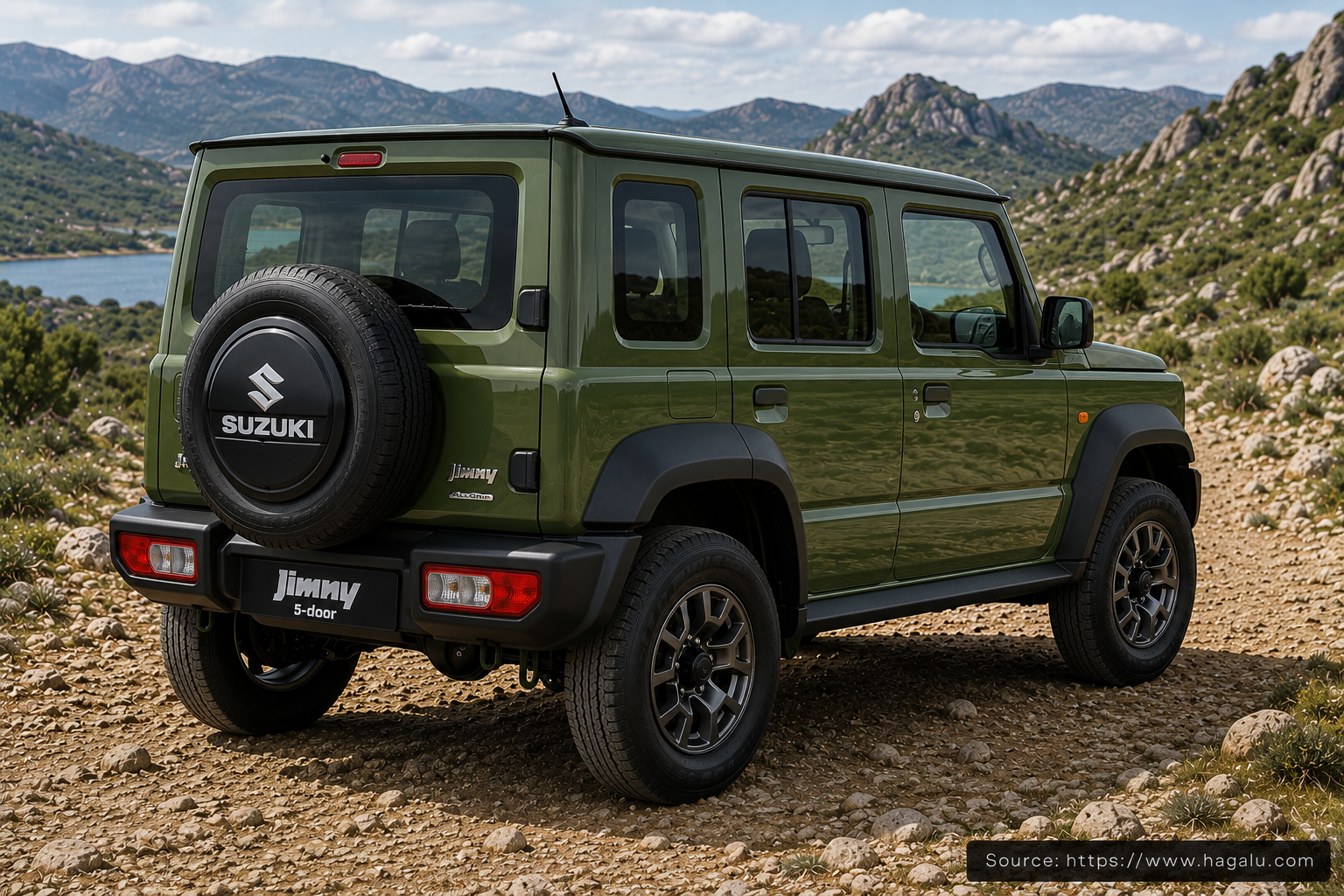 Suzuki Jimny 5-Door rear three-quarter exterior showing the taillights, tailgate and rear design in South Africa