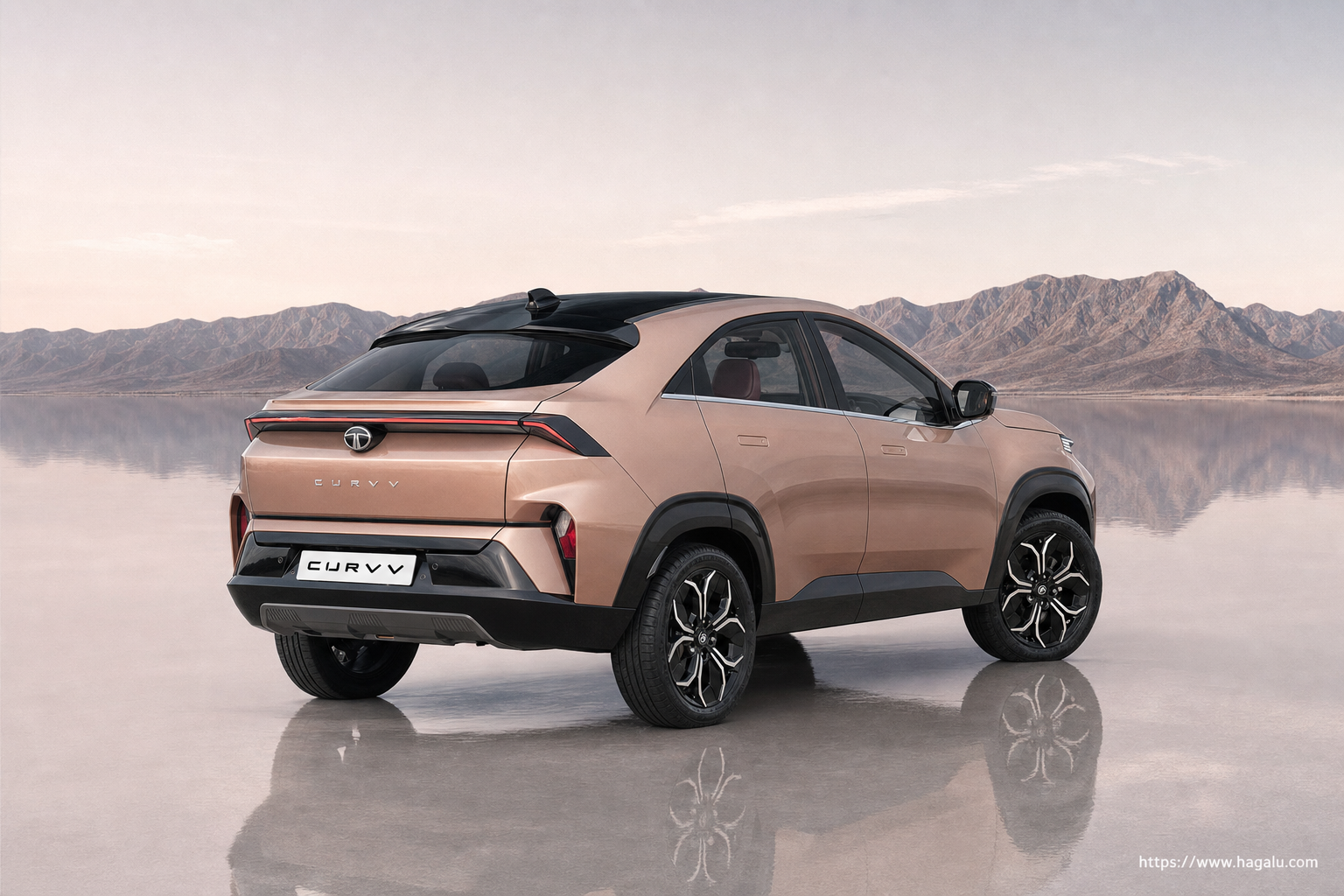 Tata Curvv rear three-quarter exterior showing the taillights, tailgate and rear design in South Africa