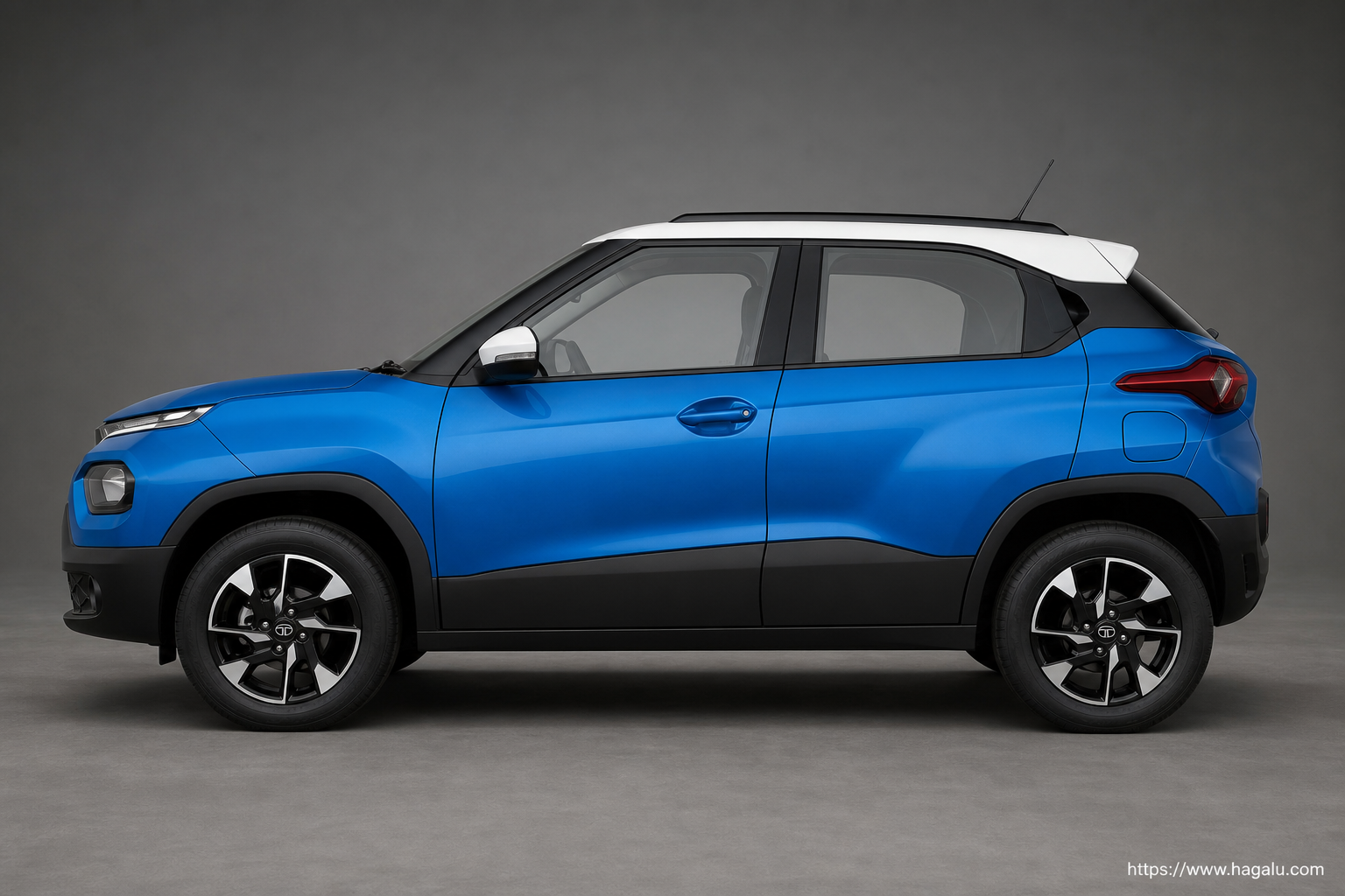 Tata Punch full side profile showing the roofline, doors and wheel design in South Africa