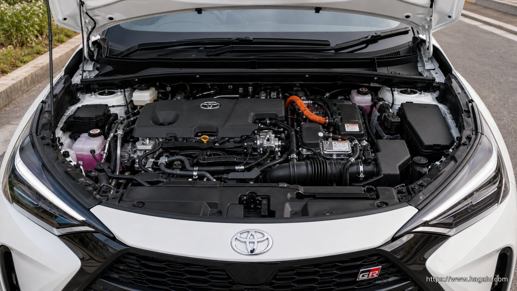 Toyota C-HR open bonnet and powertrain bay showing the under-bonnet layout in South Africa