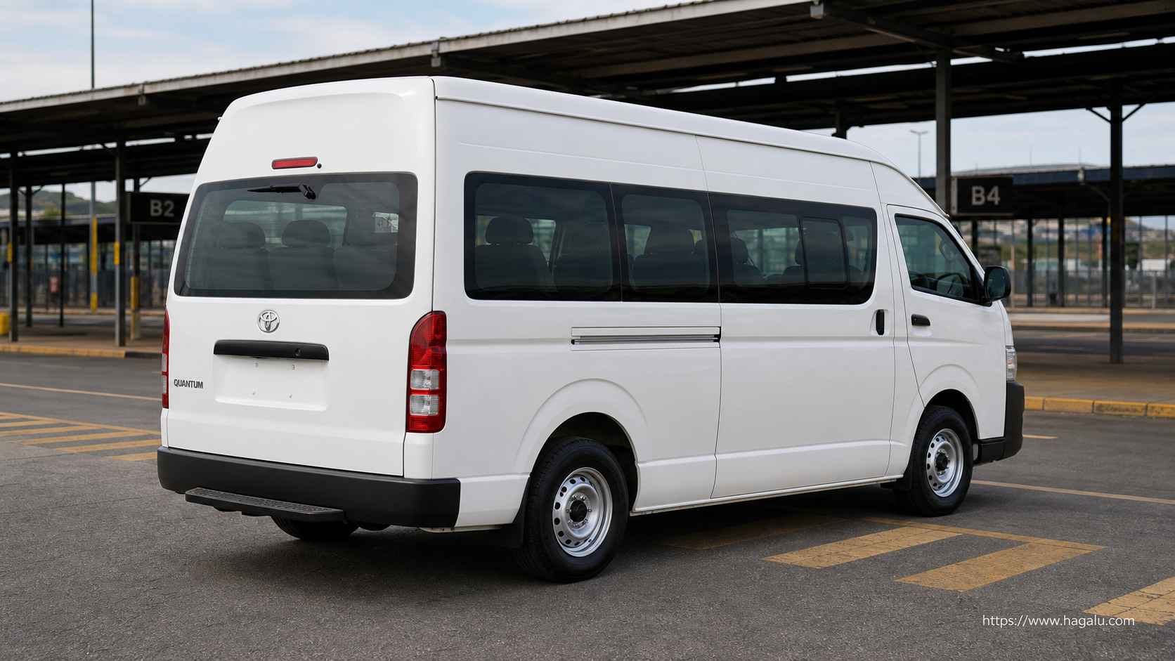 Toyota Quantum rear three-quarter exterior showing the taillights, tailgate and rear design in South Africa