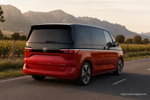 Volkswagen T7 Multivan Caravelle rear three-quarter exterior showing the taillights, tailgate and rear design in South Africa